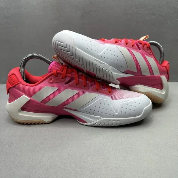 Womens Size 8 adidas Adizero Ubersonic 5 Tennis Shoes Pink White All Court NEW - Picture 5 of 9